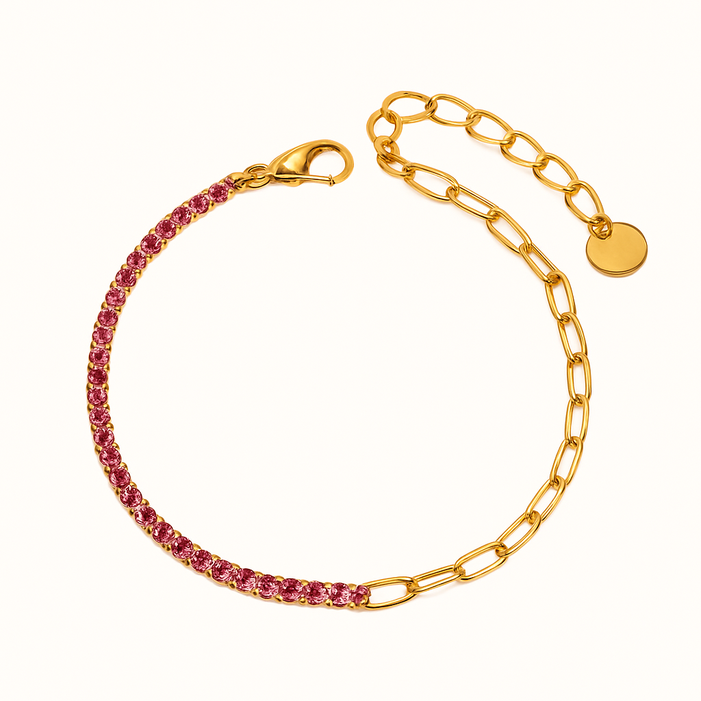 "FAE Sæt med Spænde og Tennisarmbånd" could be rewritten as "FAE Sæt med Justerbart Spænde og Tennisarmbånd".