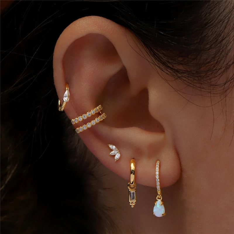 Trio Lygus Bak Diamant Øreringe