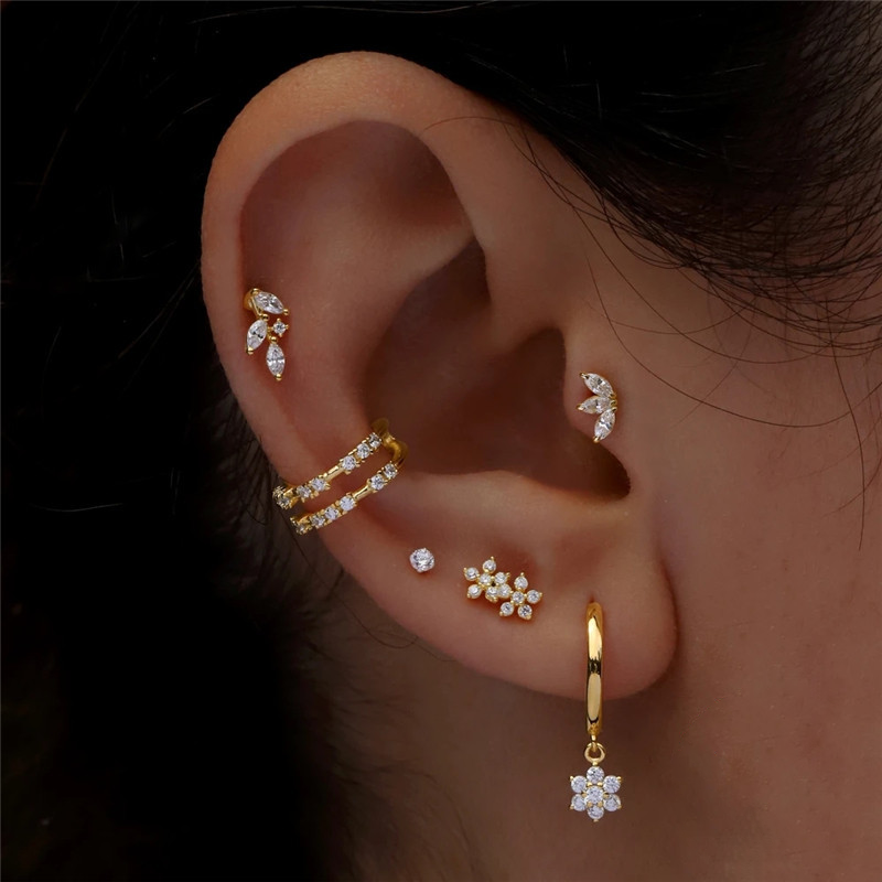 Trio Lygus Bak Diamant Øreringe