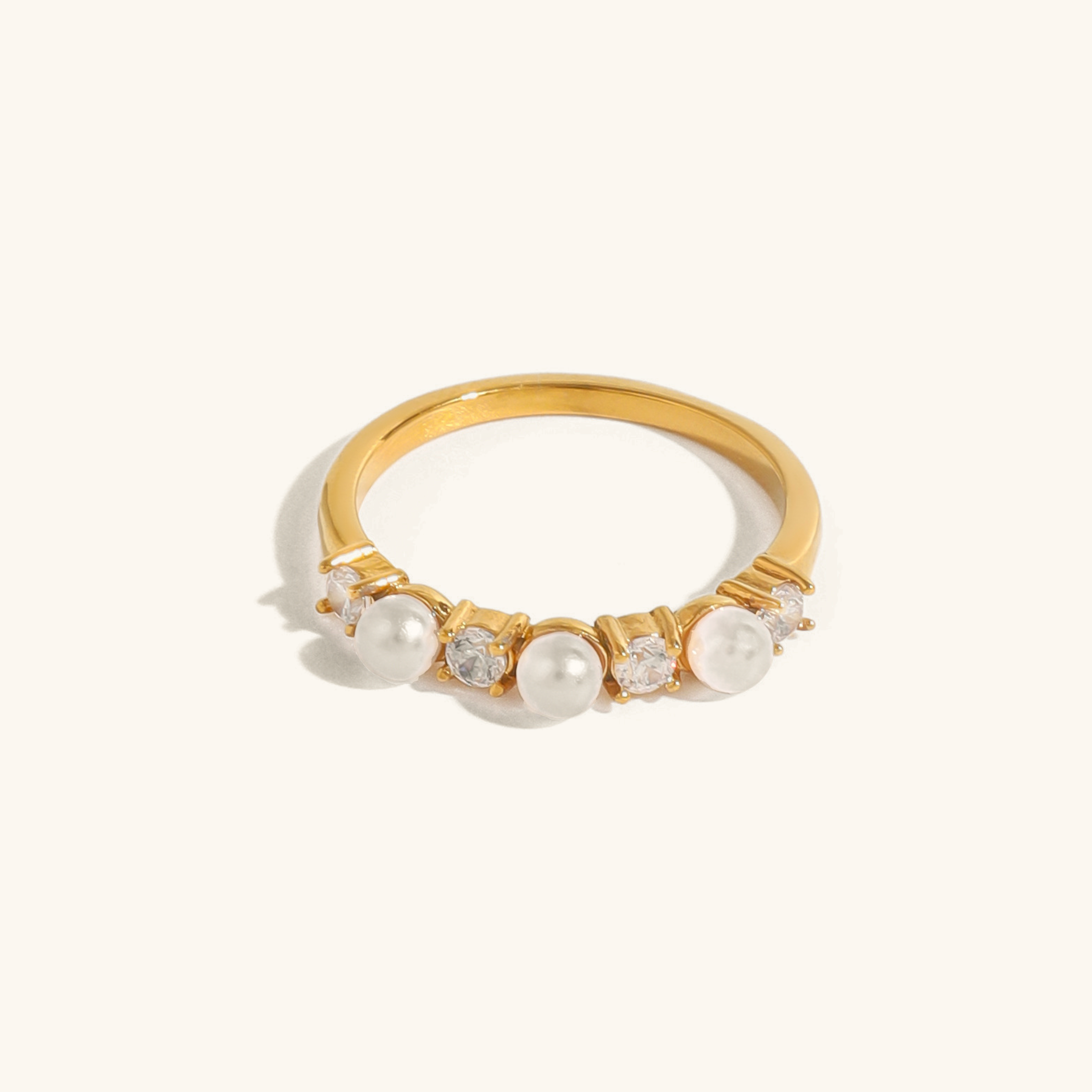 Keisha Ring med Diamanter og Perle Dekoration