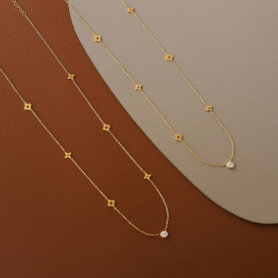 CARRIE Klover Guld Necklace