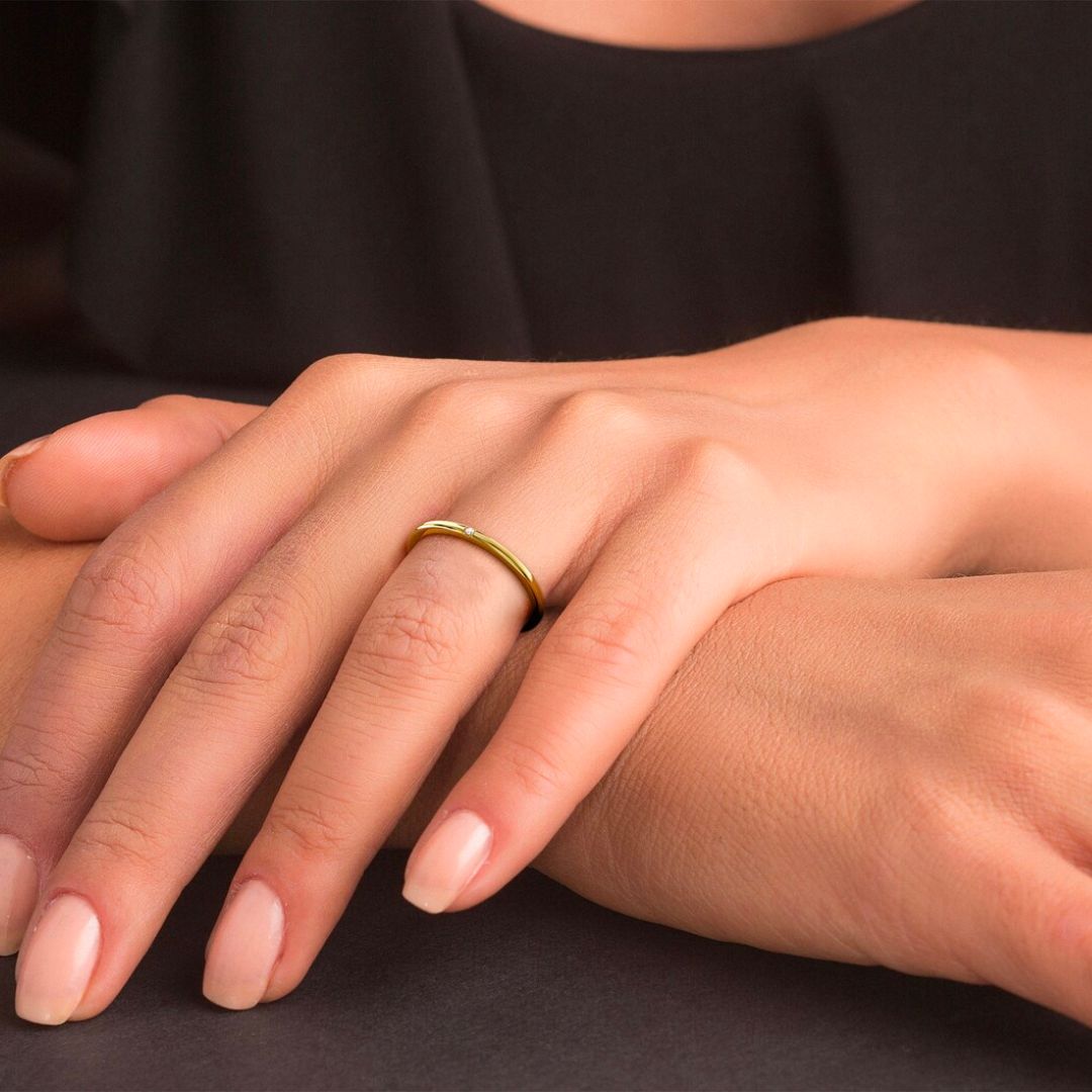 Elegant Grå Guld Ring - Grå Guldring