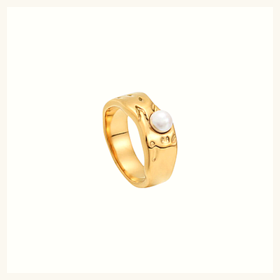 SISTA Guld Ring med Ægte Perler