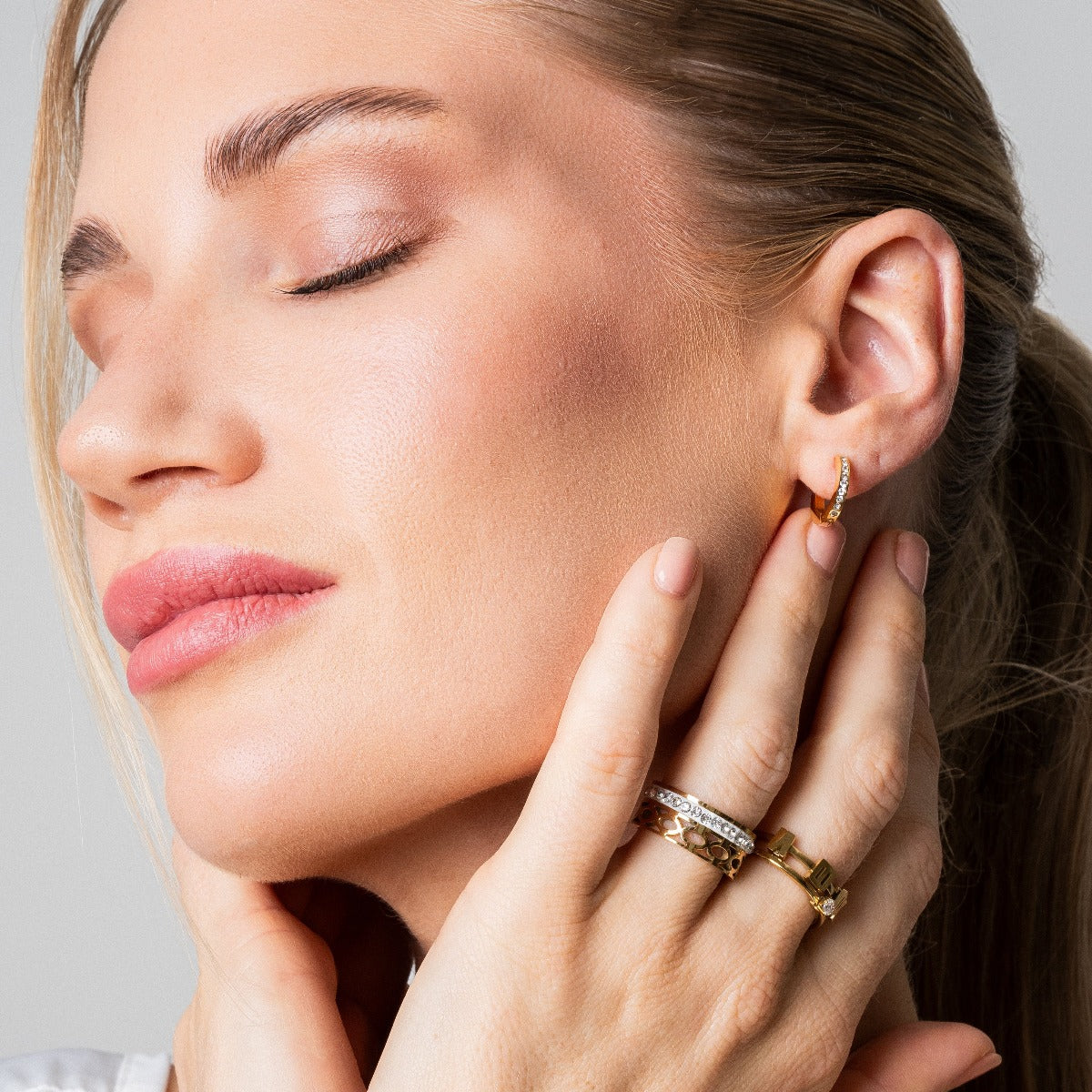 Arielle Gold Earrings with Zircon